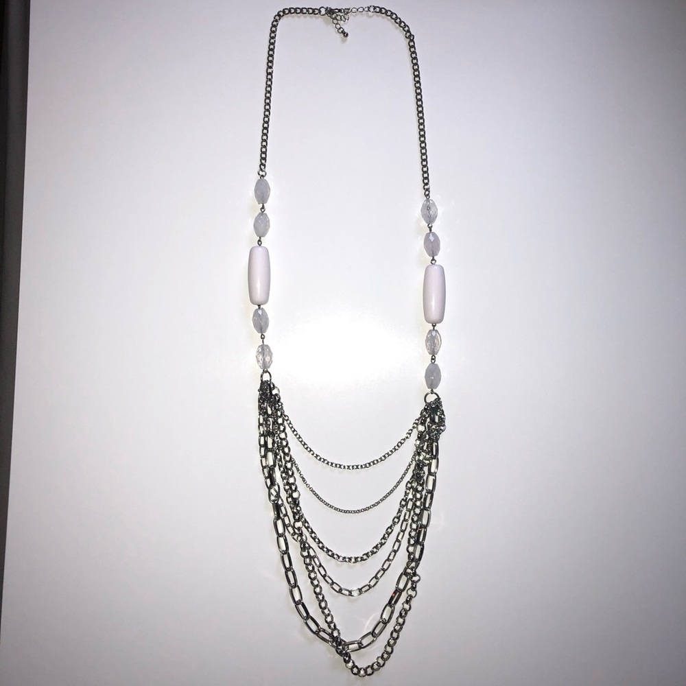 White beaded chain necklace
